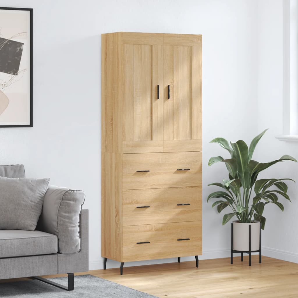 vidaXL Witrynka, dąb sonoma, 69,5x34x180 cm, materiał drewnopochodny