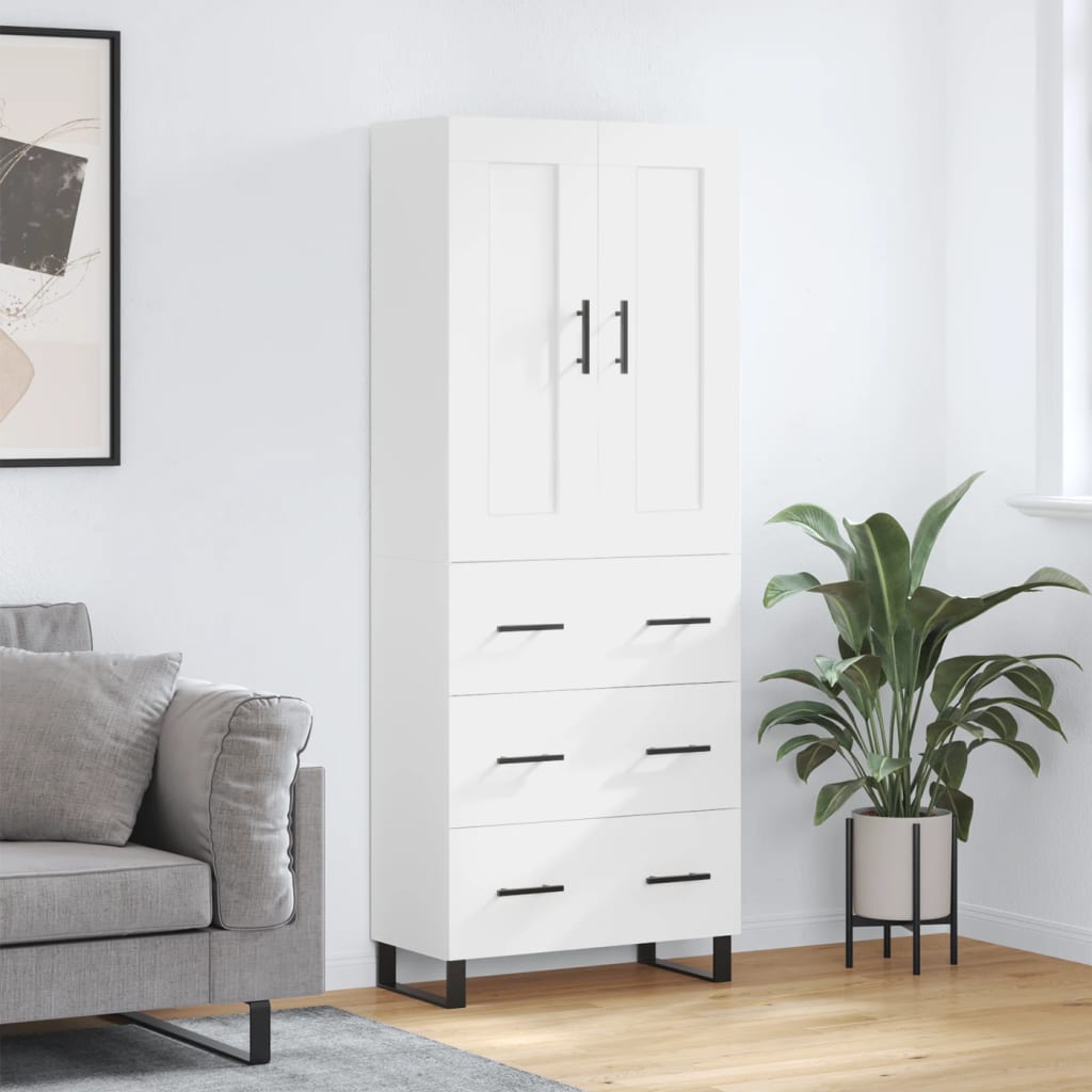 vidaXL Witrynka, biała, 69,5x34x180 cm, materiał drewnopochodny