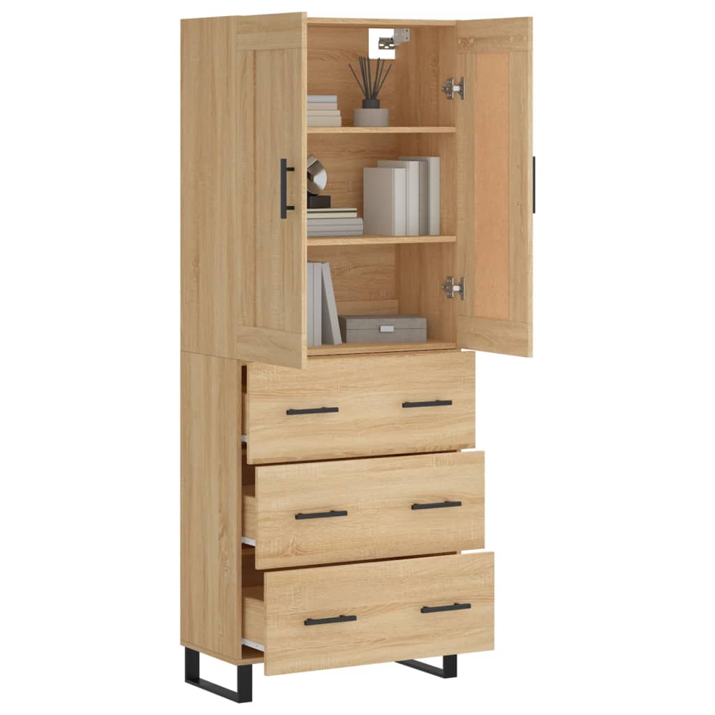 vidaXL Witrynka, dąb sonoma, 69,5x34x180 cm, materiał drewnopochodny