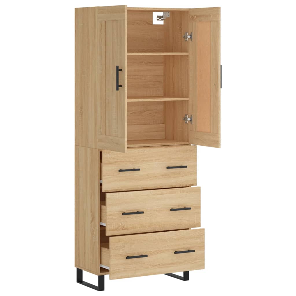 vidaXL Witrynka, dąb sonoma, 69,5x34x180 cm, materiał drewnopochodny