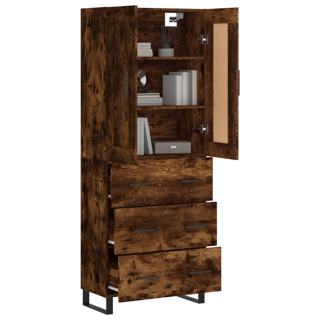 vidaXL Witrynka przydymiony dąb 69,5x34x180 cm materiał drewnopochodny