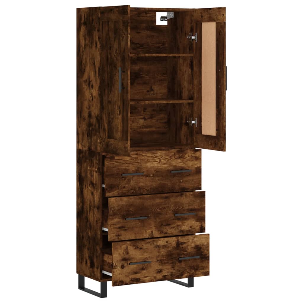 vidaXL Witrynka przydymiony dąb 69,5x34x180 cm materiał drewnopochodny