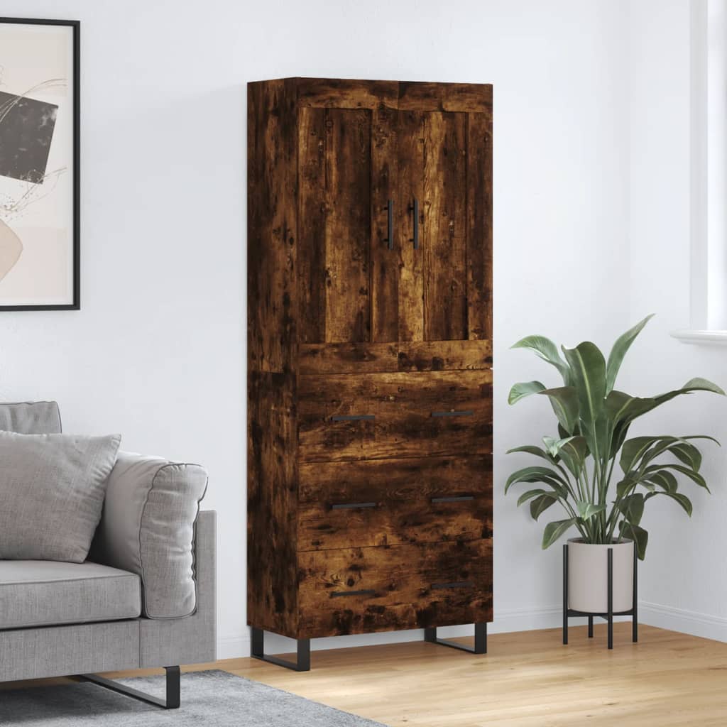 vidaXL Witrynka przydymiony dąb 69,5x34x180 cm materiał drewnopochodny