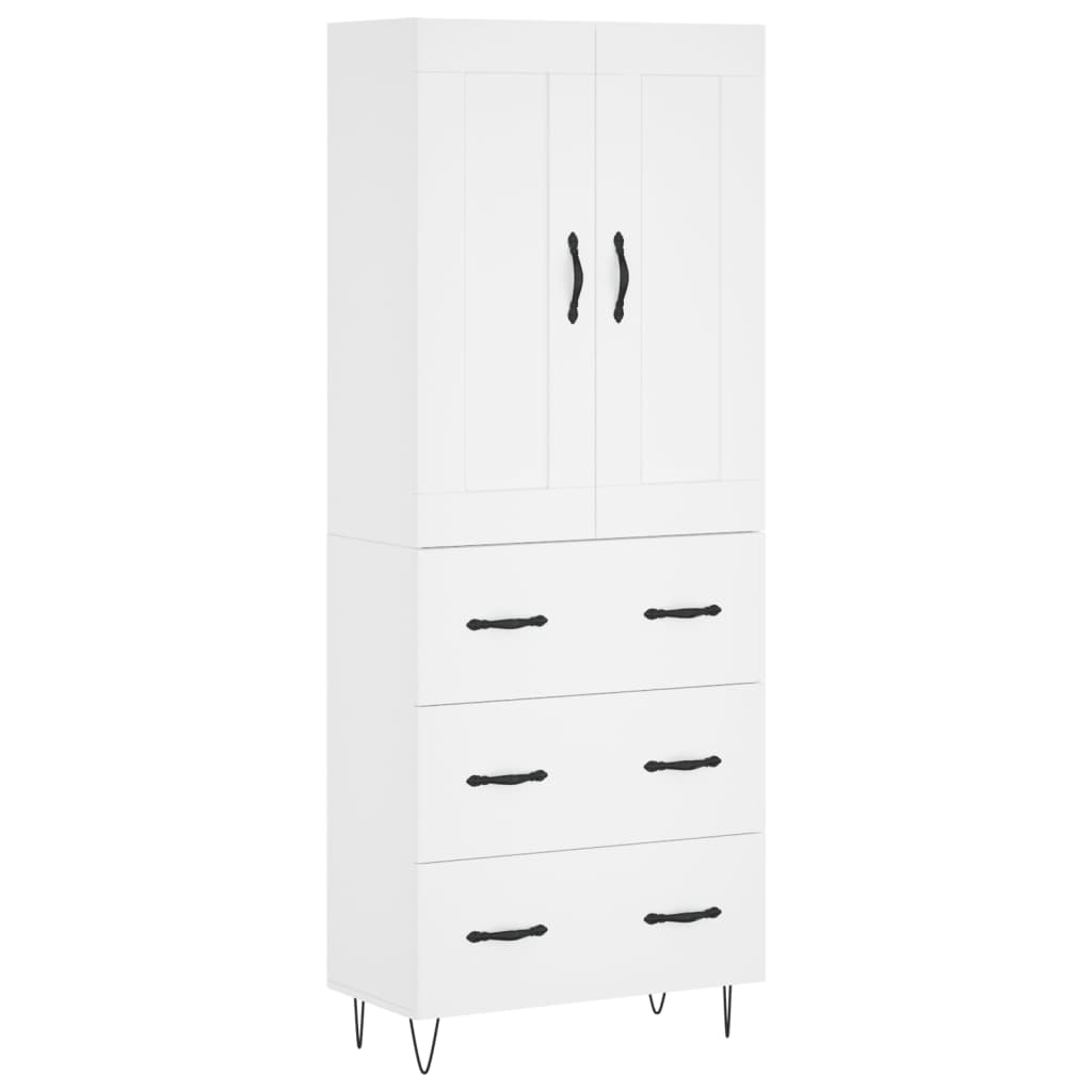 vidaXL Witrynka, biała, 69,5x34x180 cm, materiał drewnopochodny