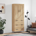 vidaXL Witrynka, dąb sonoma, 69,5x34x180 cm, materiał drewnopochodny