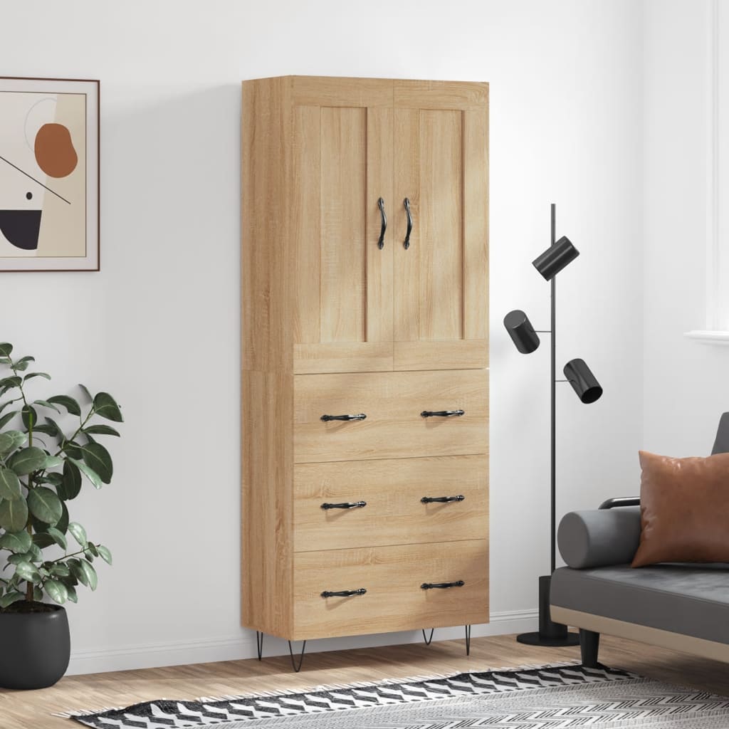 vidaXL Witrynka, dąb sonoma, 69,5x34x180 cm, materiał drewnopochodny