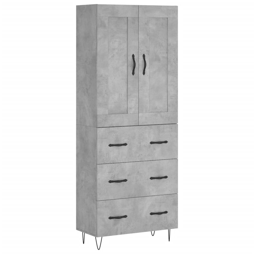 vidaXL Witrynka, szarość betonu 69,5x34x180 cm materiał drewnopochodny