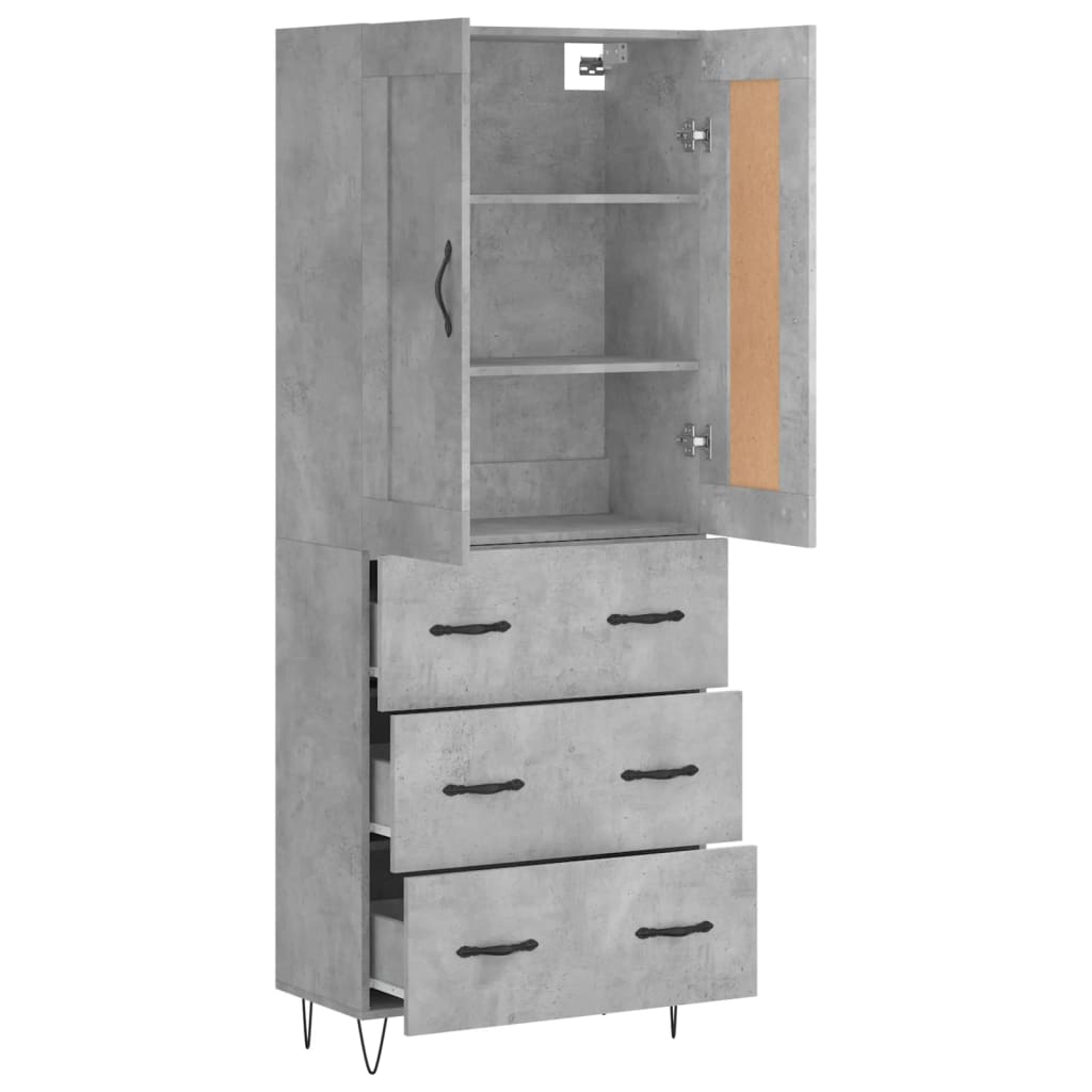 vidaXL Witrynka, szarość betonu 69,5x34x180 cm materiał drewnopochodny