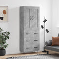 vidaXL Witrynka, szarość betonu 69,5x34x180 cm materiał drewnopochodny