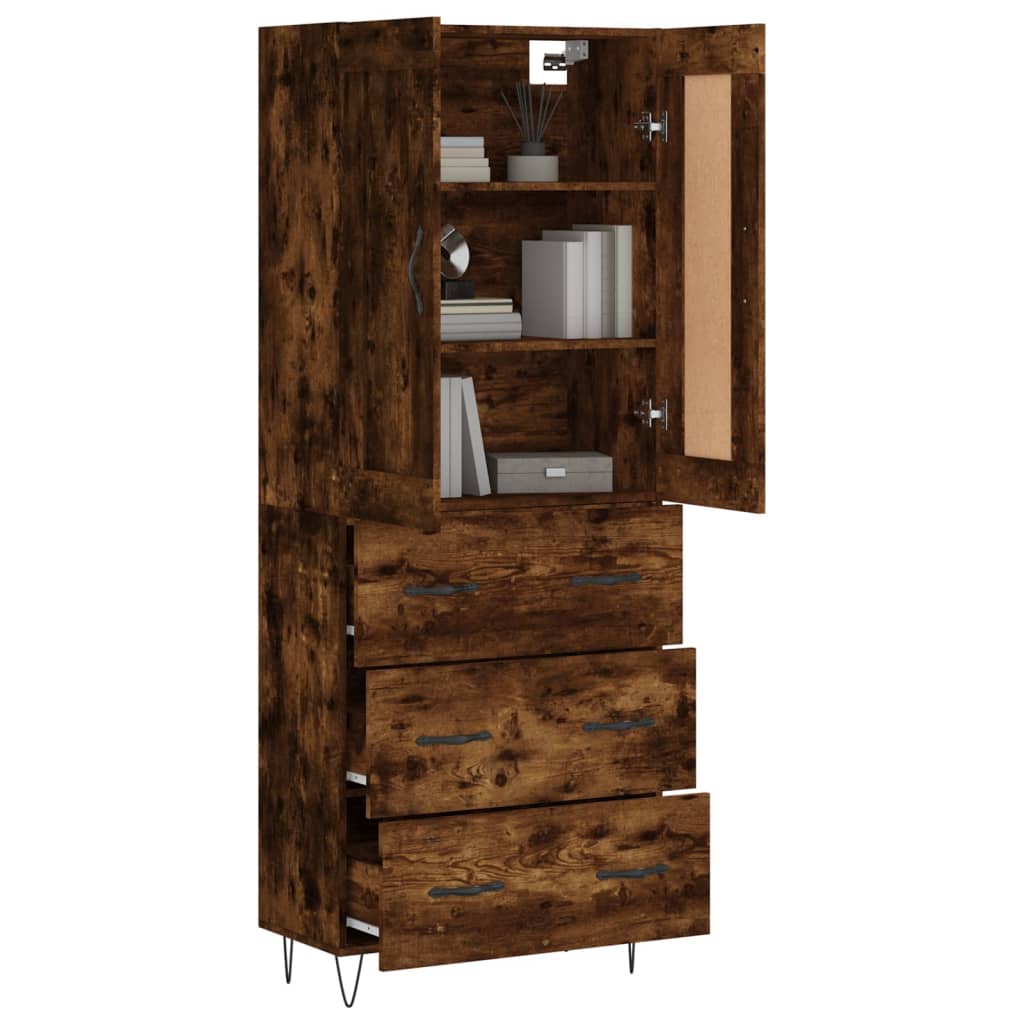 vidaXL Witrynka przydymiony dąb 69,5x34x180 cm materiał drewnopochodny