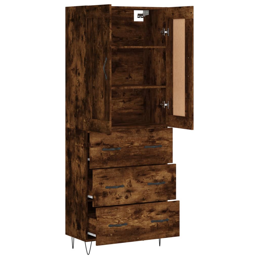 vidaXL Witrynka przydymiony dąb 69,5x34x180 cm materiał drewnopochodny