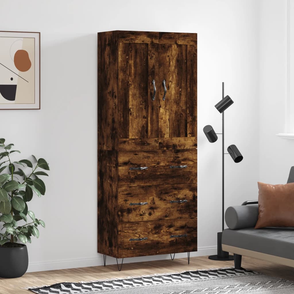 vidaXL Witrynka przydymiony dąb 69,5x34x180 cm materiał drewnopochodny