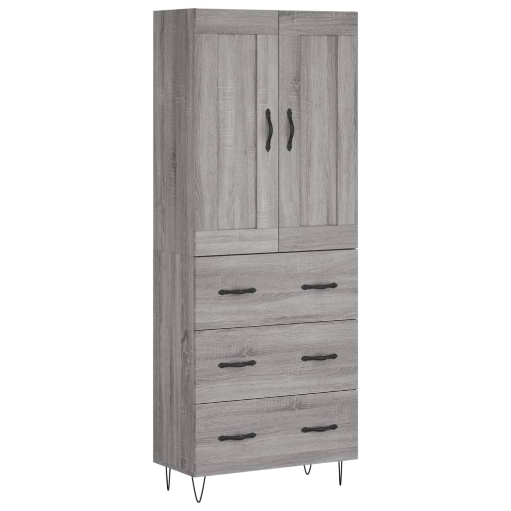 vidaXL Witrynka szary dąb sonoma 69,5x34x180cm materiał drewnopochodny