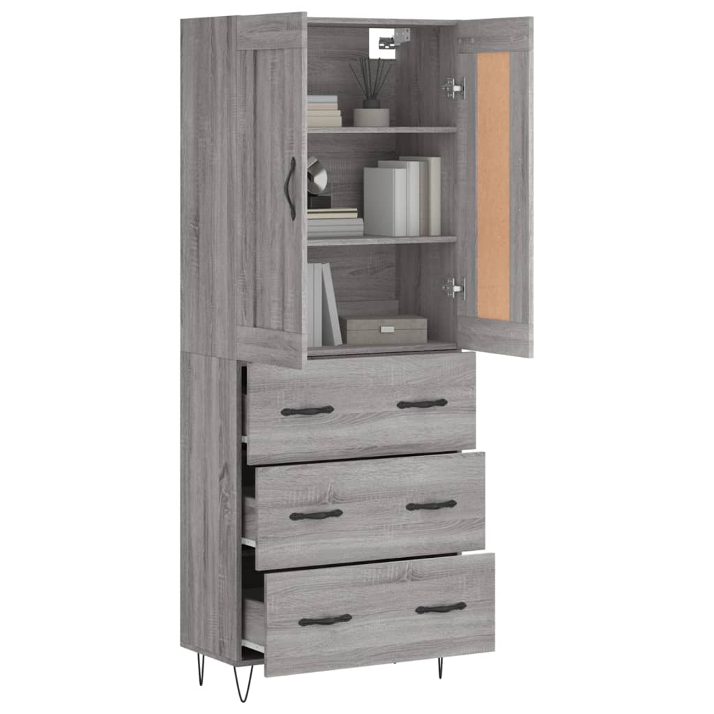 vidaXL Witrynka szary dąb sonoma 69,5x34x180cm materiał drewnopochodny