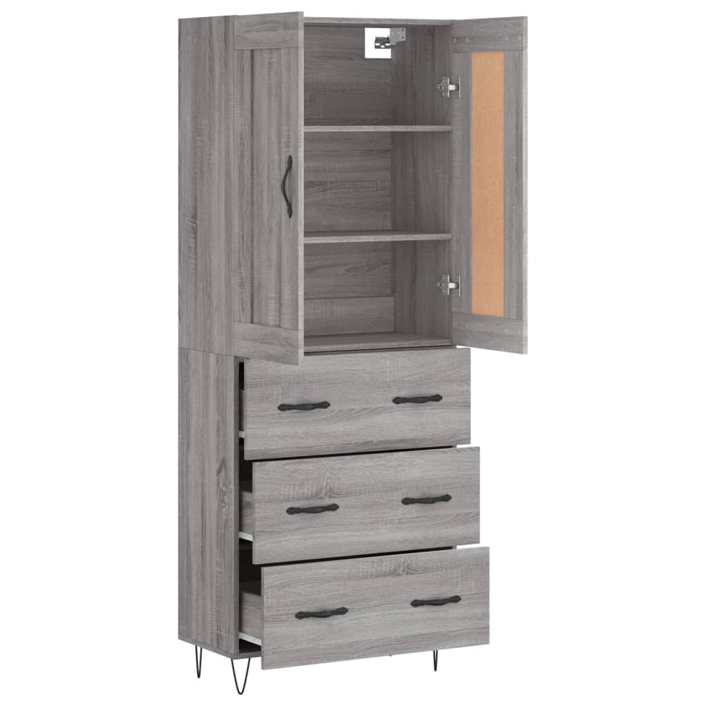 vidaXL Witrynka szary dąb sonoma 69,5x34x180cm materiał drewnopochodny