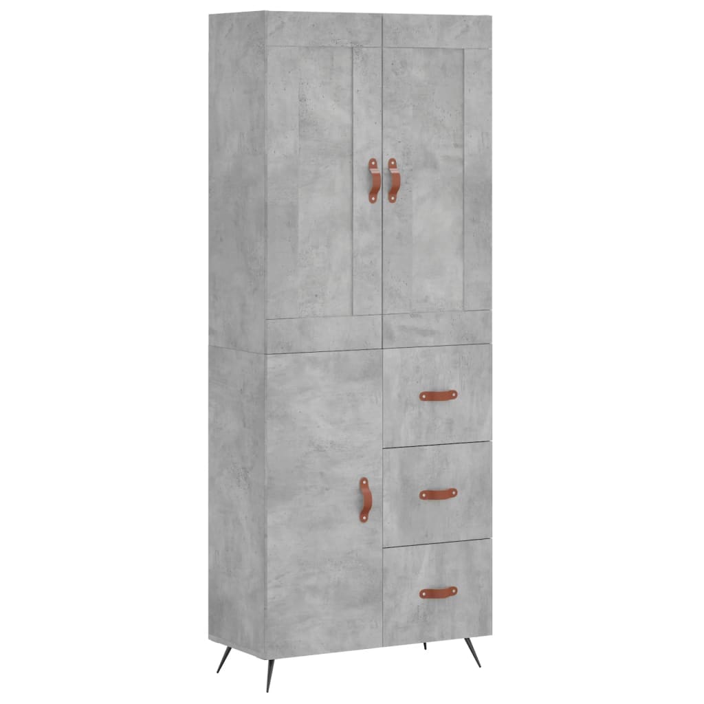 vidaXL Witrynka, szarość betonu 69,5x34x180 cm materiał drewnopochodny