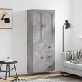 vidaXL Witrynka, szarość betonu 69,5x34x180 cm materiał drewnopochodny