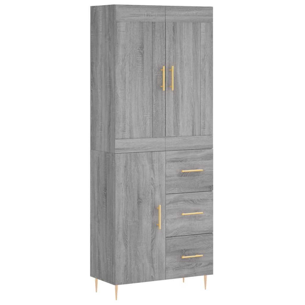 vidaXL Witrynka szary dąb sonoma 69,5x34x180cm materiał drewnopochodny