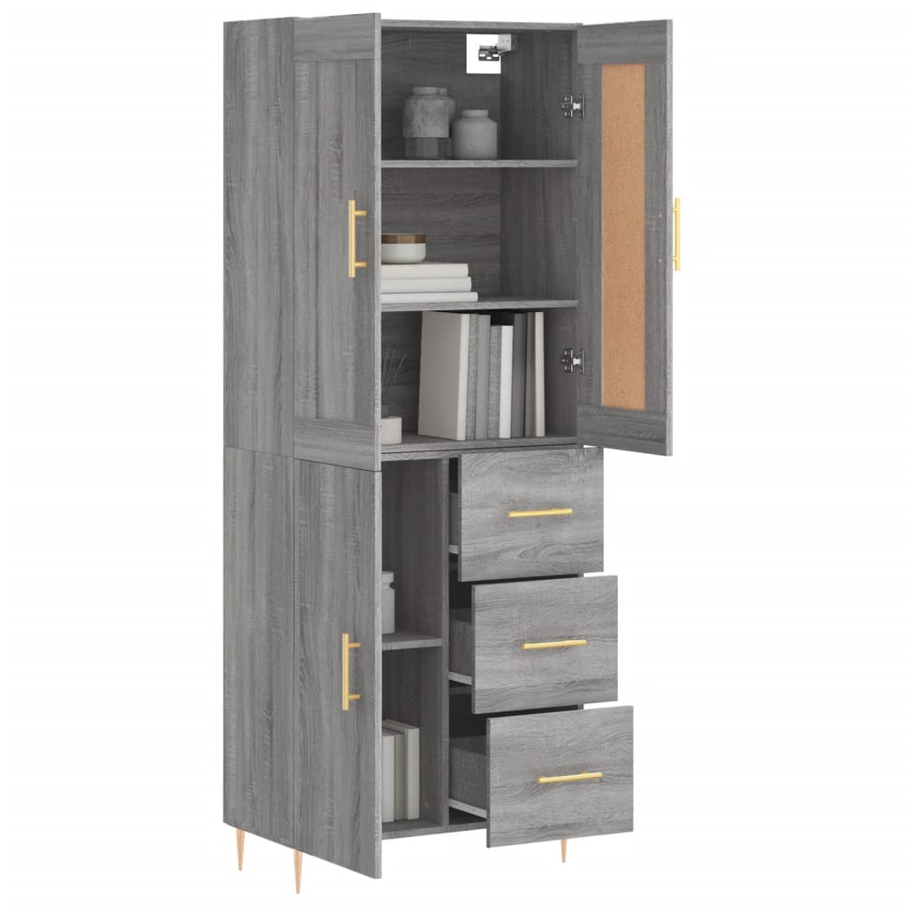 vidaXL Witrynka szary dąb sonoma 69,5x34x180cm materiał drewnopochodny
