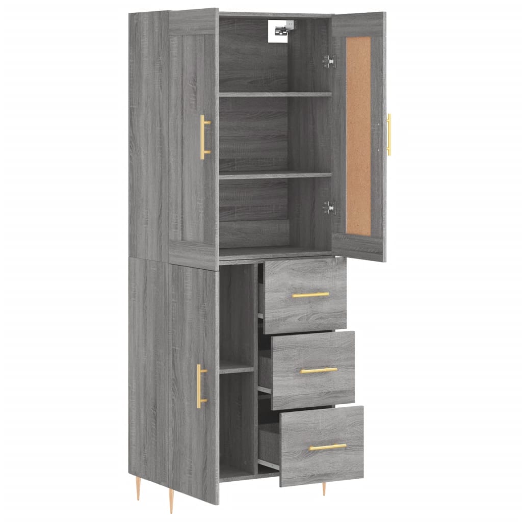 vidaXL Witrynka szary dąb sonoma 69,5x34x180cm materiał drewnopochodny