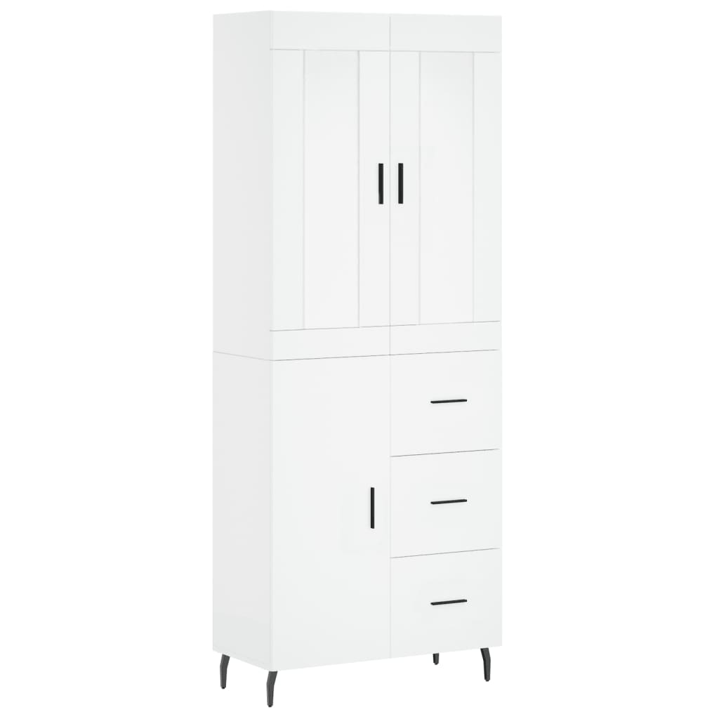 vidaXL Witrynka, biała, 69,5x34x180 cm, materiał drewnopochodny
