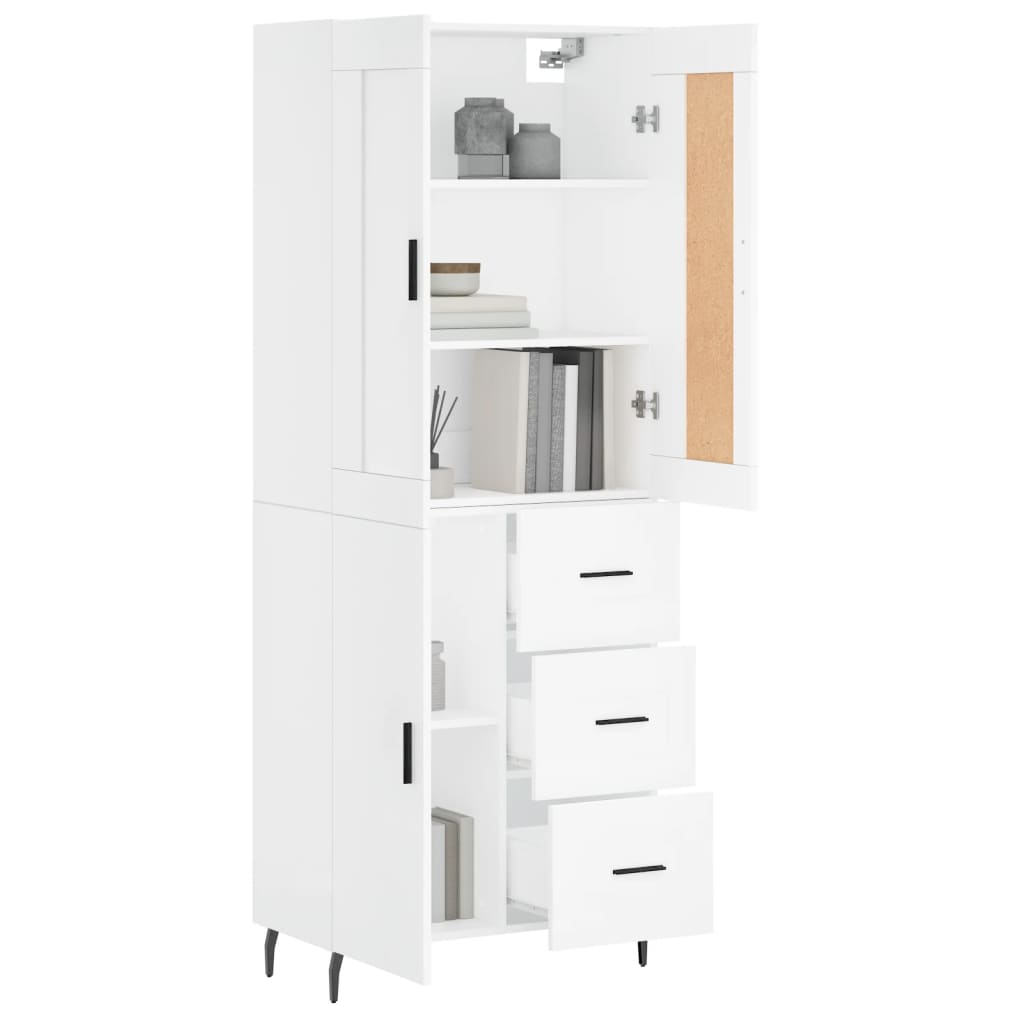 vidaXL Witrynka, biała, 69,5x34x180 cm, materiał drewnopochodny