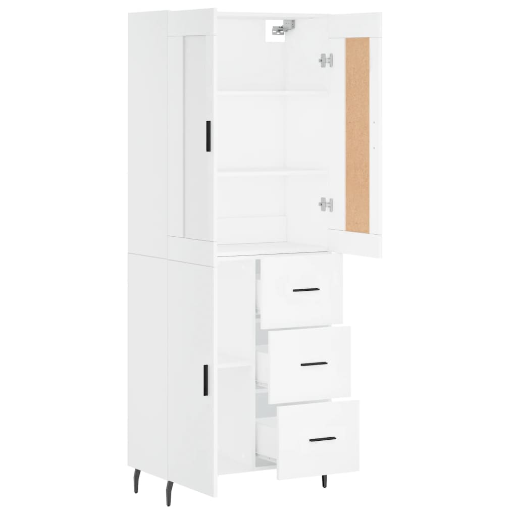 vidaXL Witrynka, biała, 69,5x34x180 cm, materiał drewnopochodny