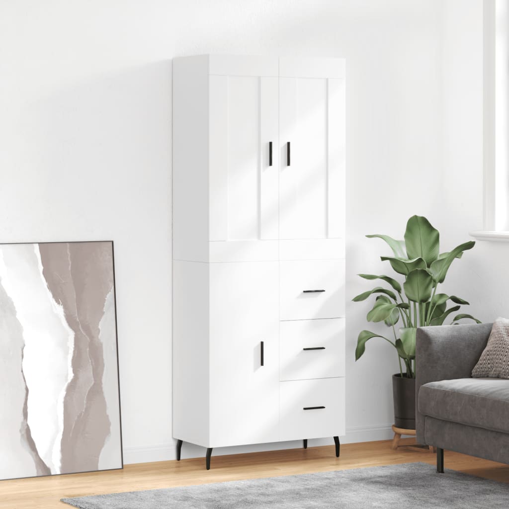 vidaXL Witrynka, biała, 69,5x34x180 cm, materiał drewnopochodny