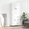 vidaXL Witrynka, biała, 69,5x34x180 cm, materiał drewnopochodny