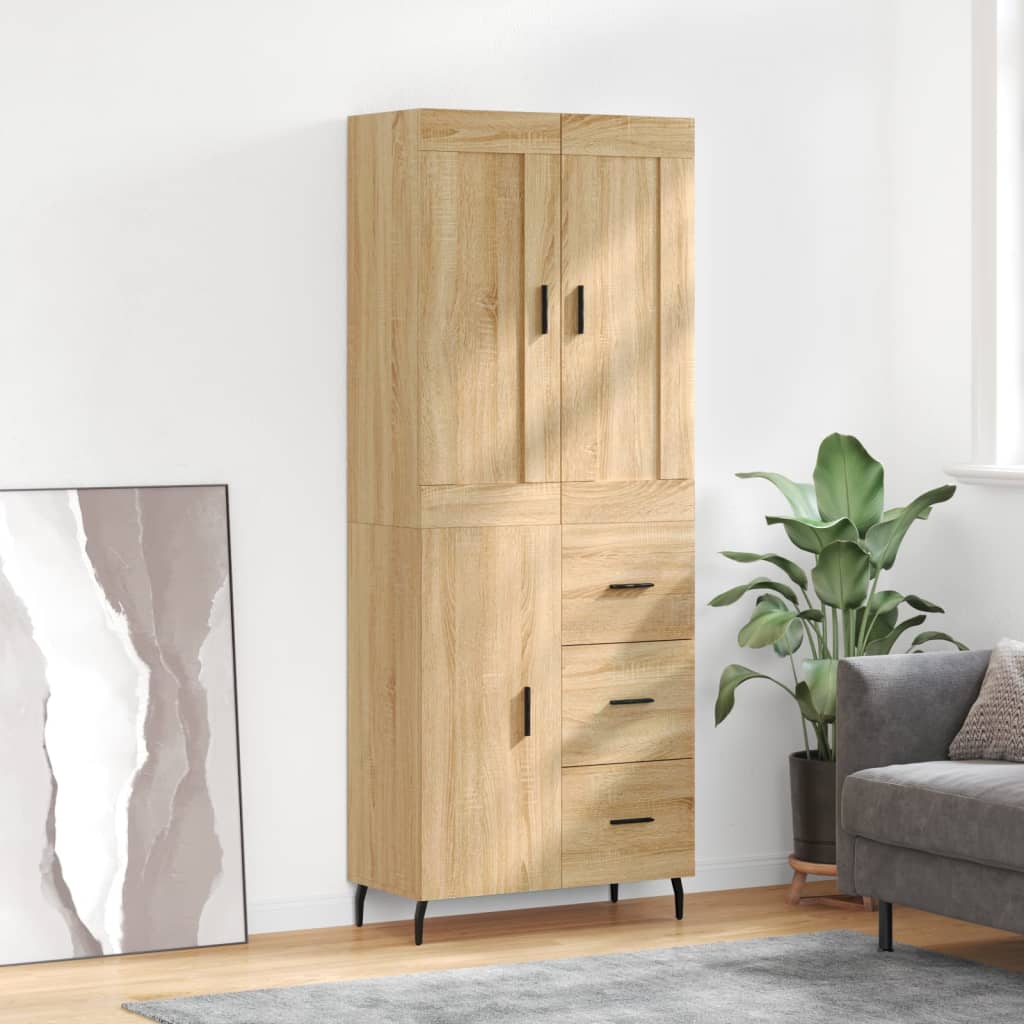 vidaXL Witrynka, dąb sonoma, 69,5x34x180 cm, materiał drewnopochodny