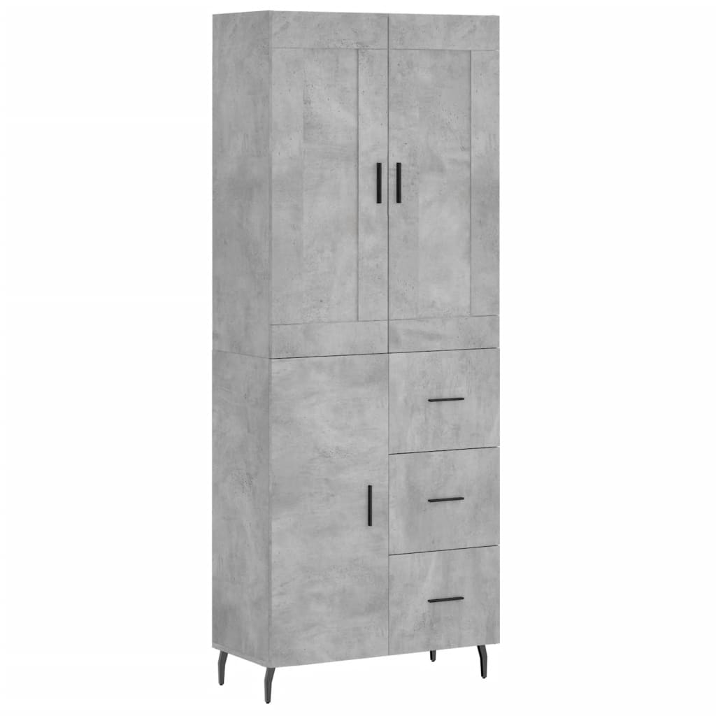 vidaXL Witrynka, szarość betonu 69,5x34x180 cm materiał drewnopochodny