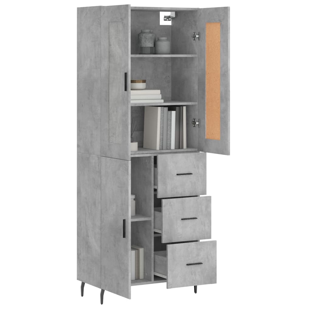 vidaXL Witrynka, szarość betonu 69,5x34x180 cm materiał drewnopochodny