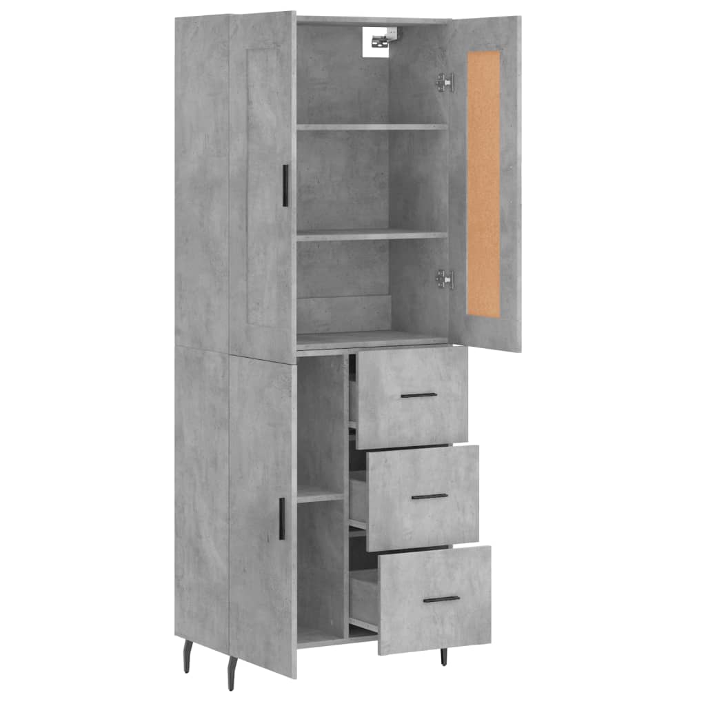 vidaXL Witrynka, szarość betonu 69,5x34x180 cm materiał drewnopochodny