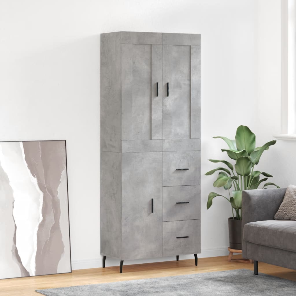 vidaXL Witrynka, szarość betonu 69,5x34x180 cm materiał drewnopochodny