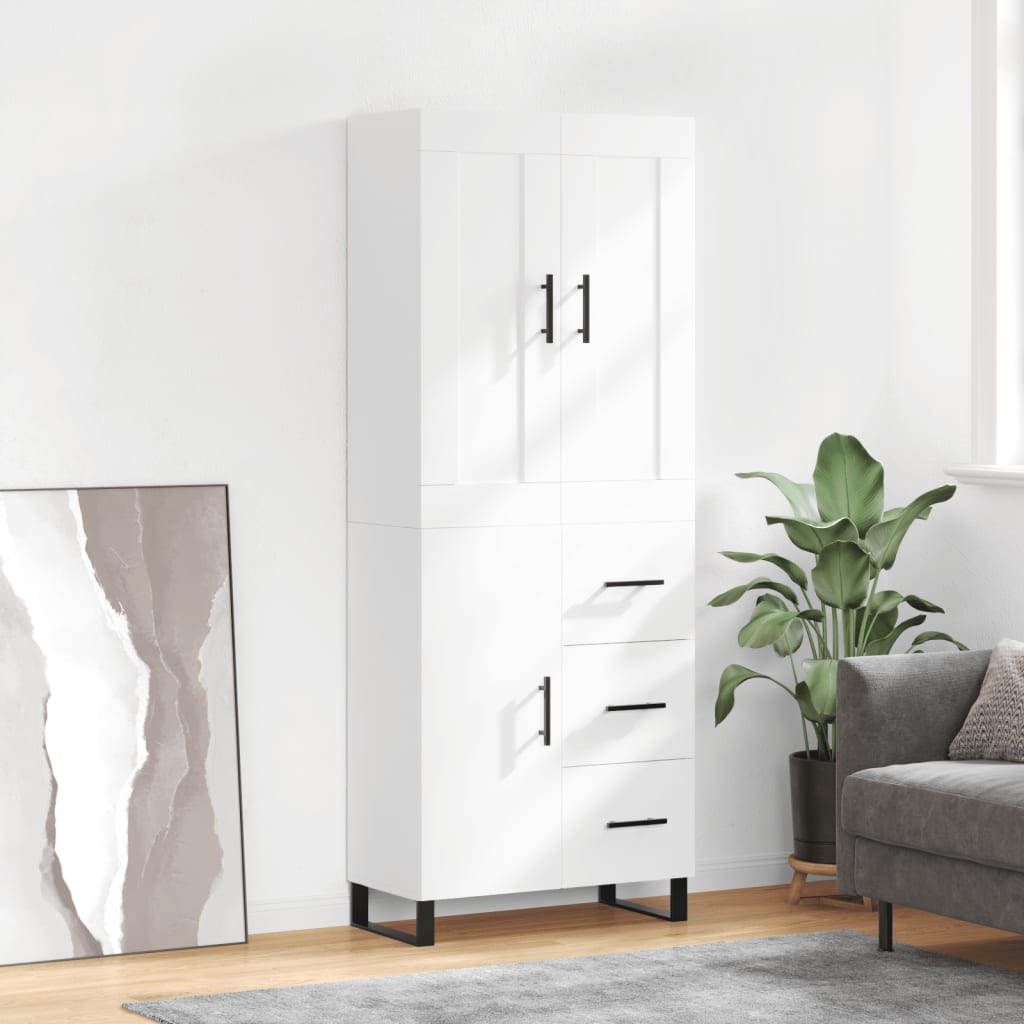 vidaXL Witrynka, biała, 69,5x34x180 cm, materiał drewnopochodny