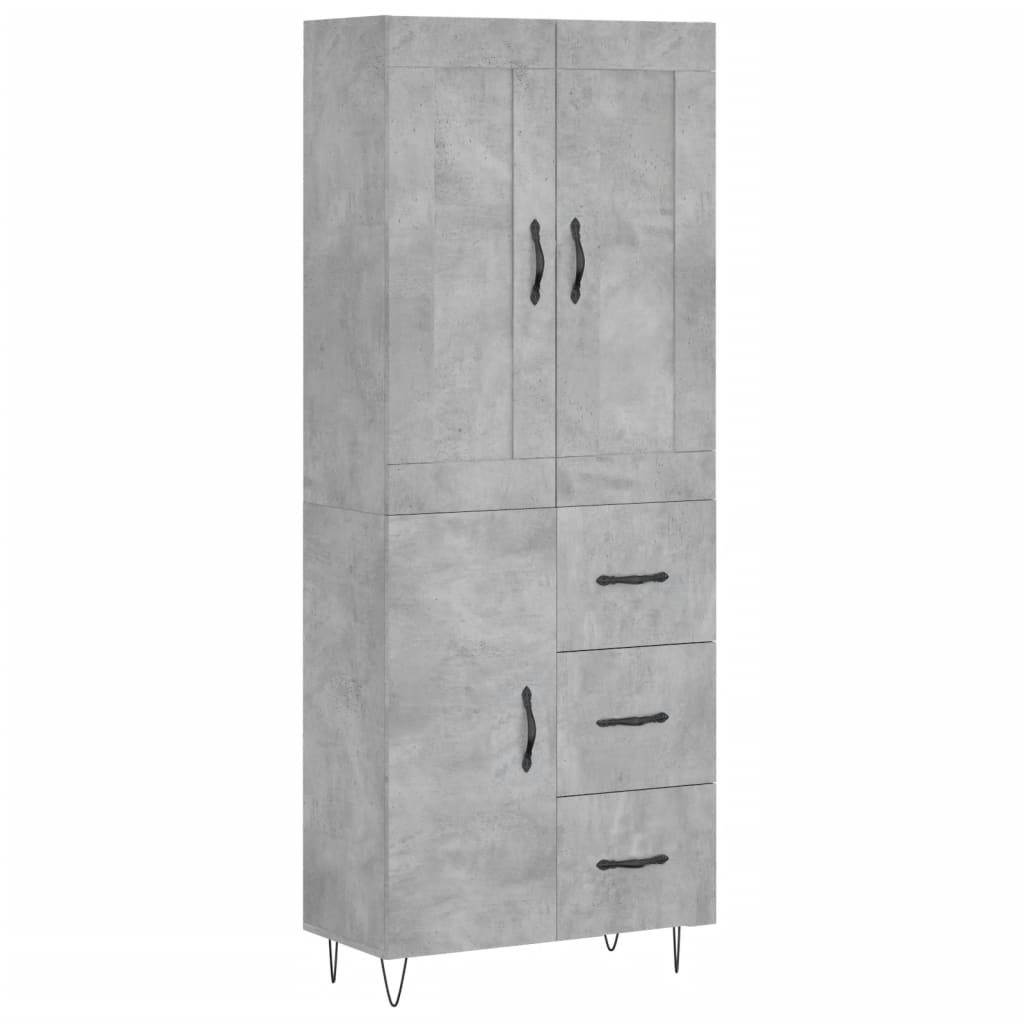 vidaXL Witrynka, szarość betonu 69,5x34x180 cm materiał drewnopochodny
