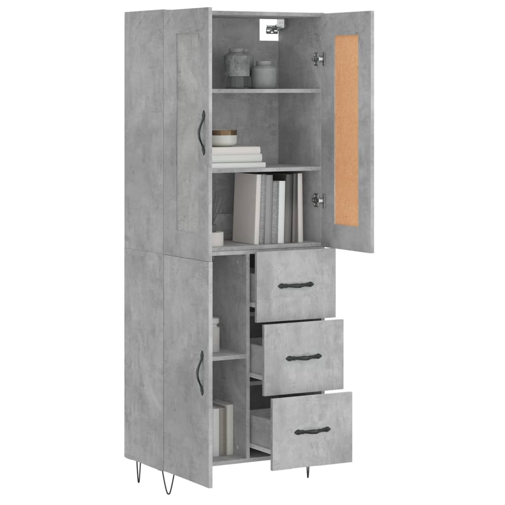 vidaXL Witrynka, szarość betonu 69,5x34x180 cm materiał drewnopochodny