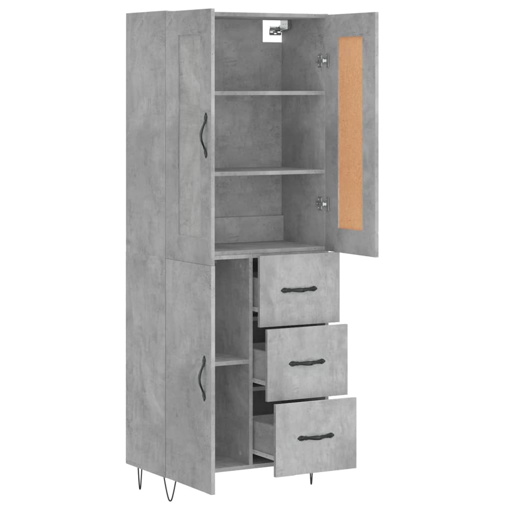 vidaXL Witrynka, szarość betonu 69,5x34x180 cm materiał drewnopochodny