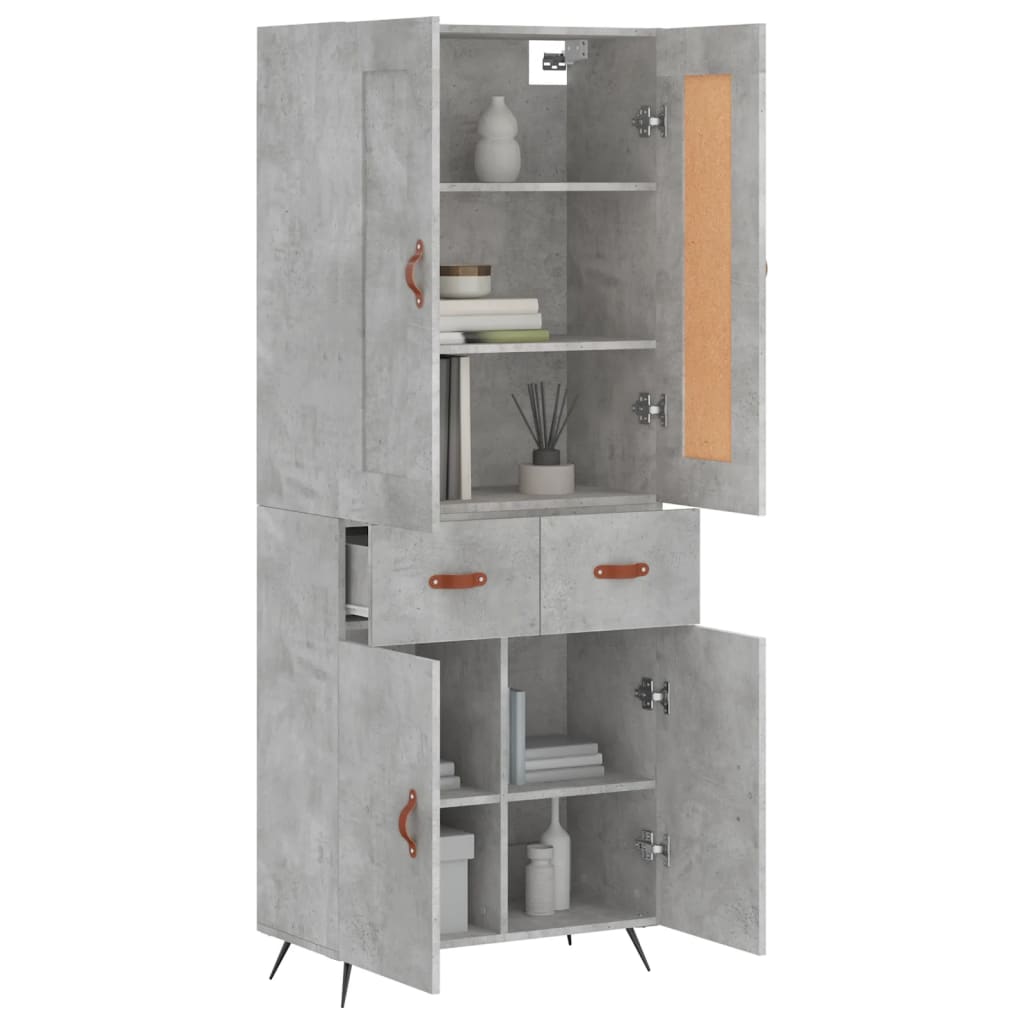 vidaXL Witrynka, szarość betonu 69,5x34x180 cm materiał drewnopochodny