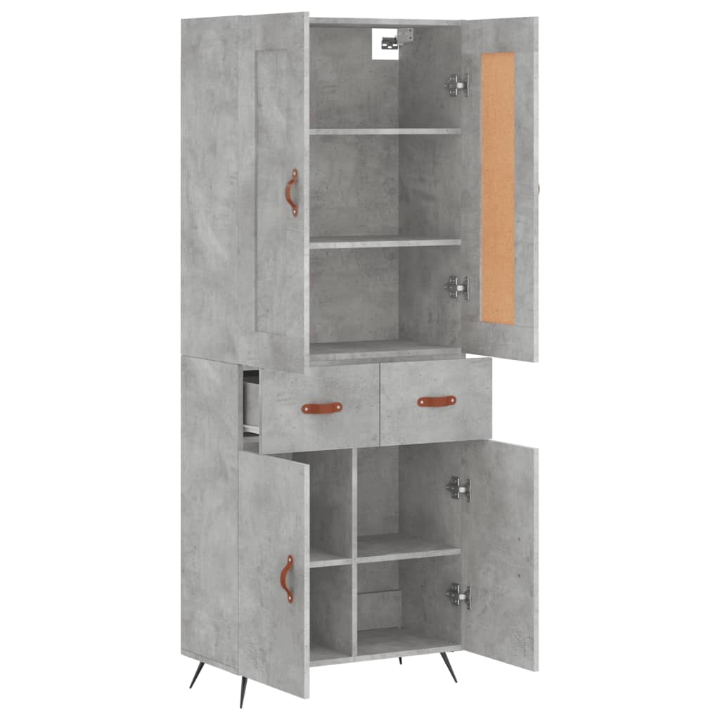 vidaXL Witrynka, szarość betonu 69,5x34x180 cm materiał drewnopochodny