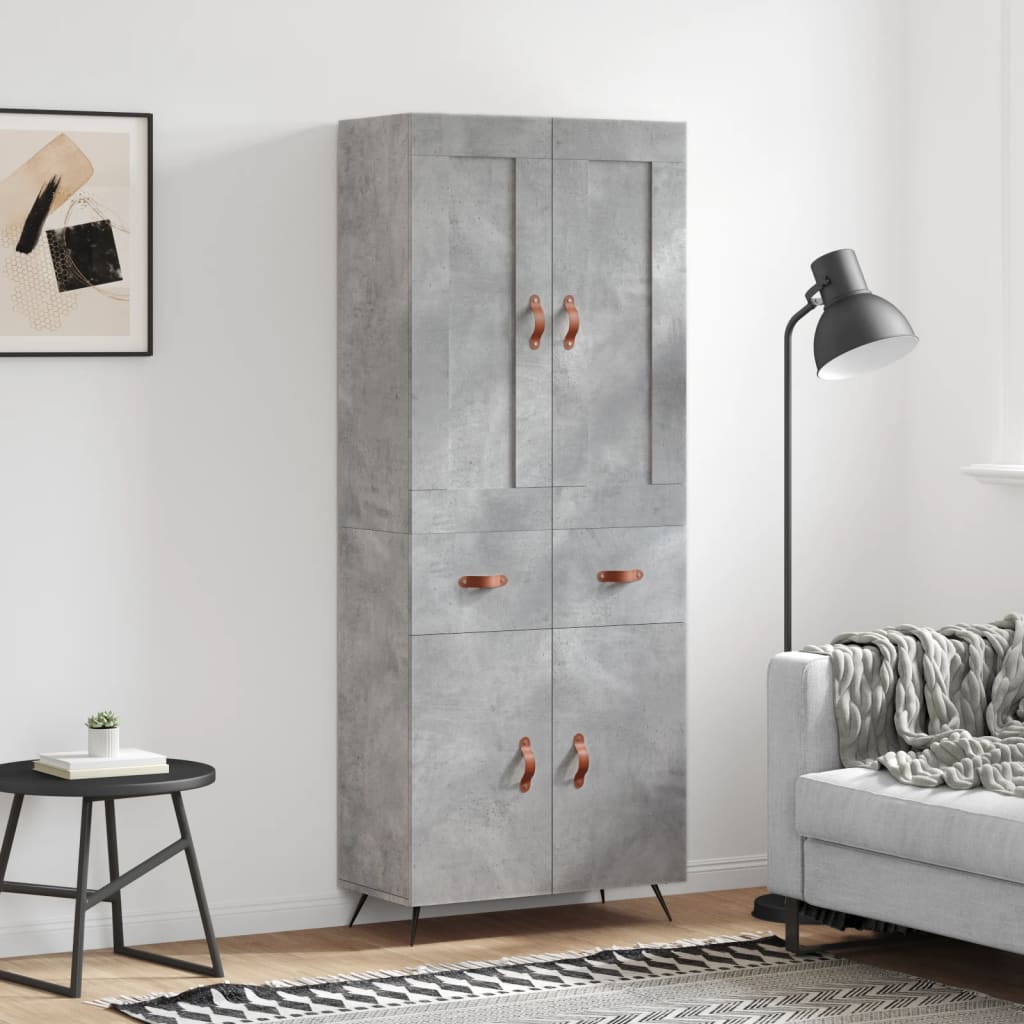vidaXL Witrynka, szarość betonu 69,5x34x180 cm materiał drewnopochodny