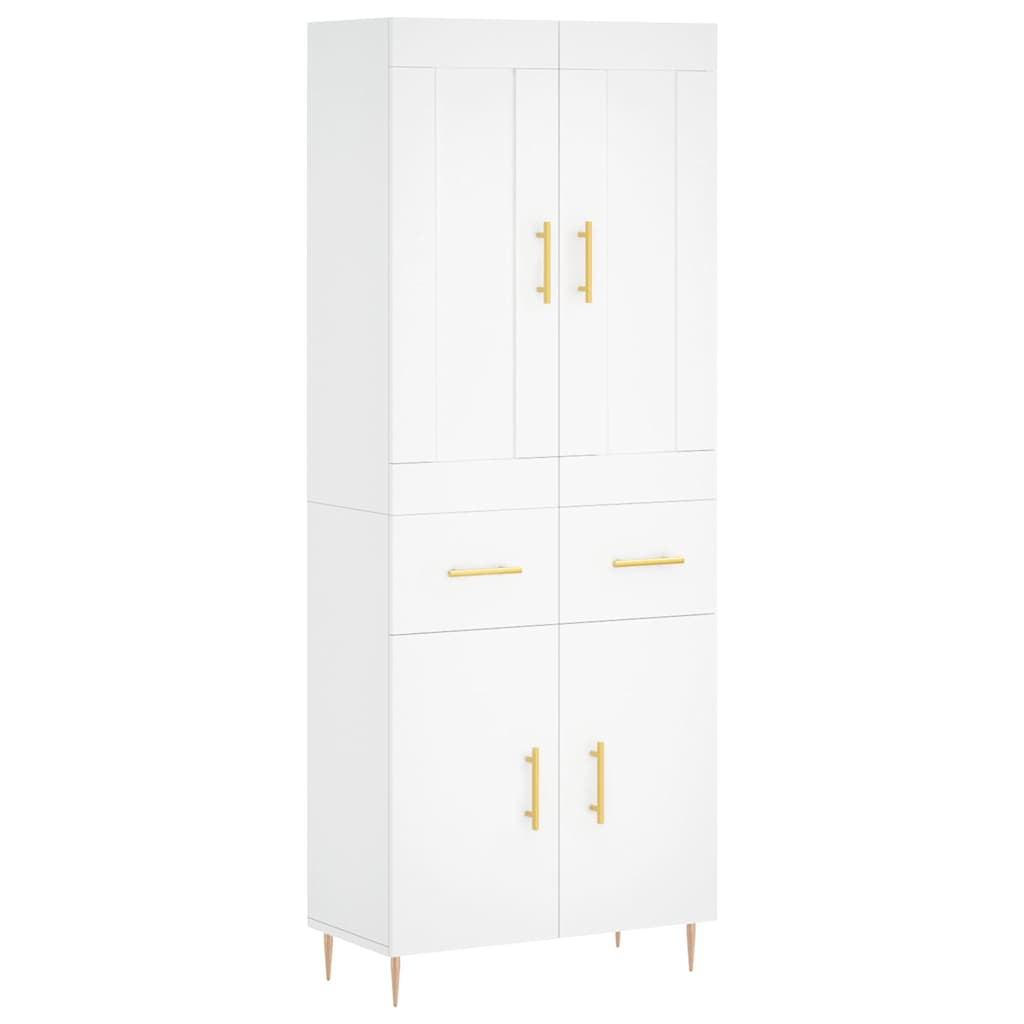 vidaXL Witrynka, biała, 69,5x34x180 cm, materiał drewnopochodny
