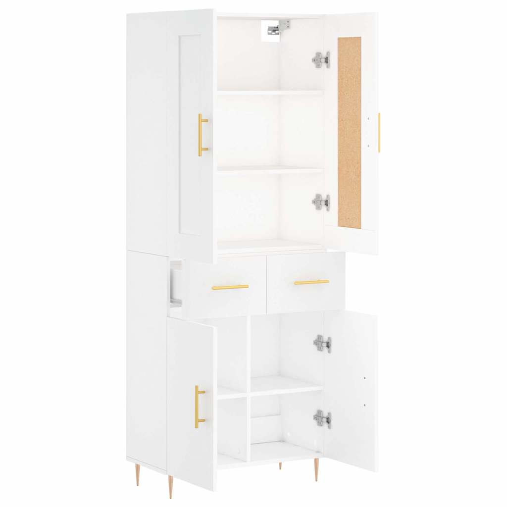 vidaXL Witrynka, biała, 69,5x34x180 cm, materiał drewnopochodny