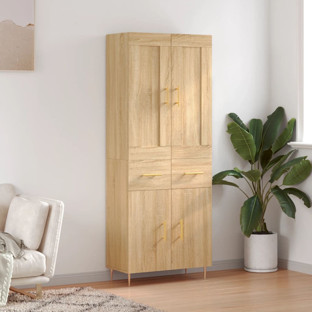 vidaXL Witrynka, dąb sonoma, 69,5x34x180 cm, materiał drewnopochodny