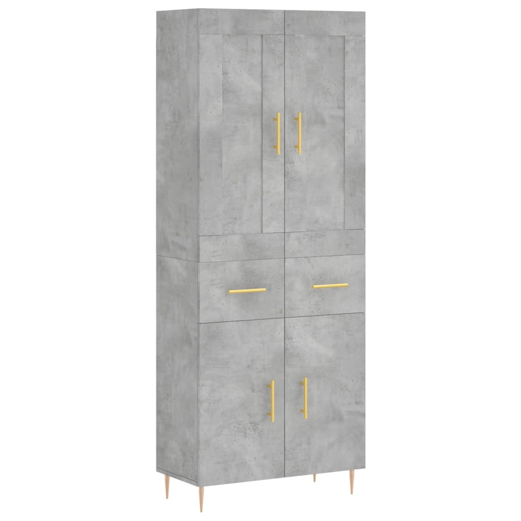 vidaXL Witrynka, szarość betonu 69,5x34x180 cm materiał drewnopochodny