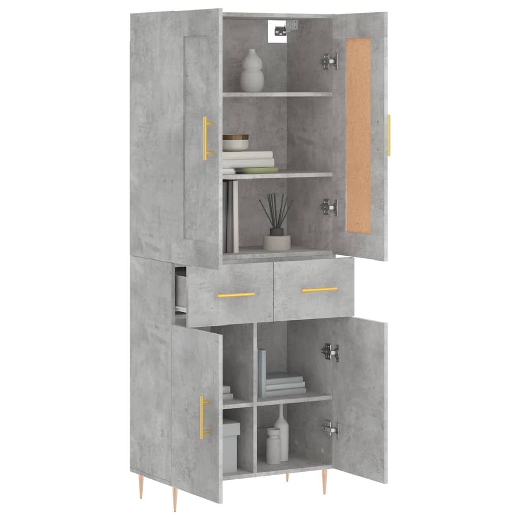 vidaXL Witrynka, szarość betonu 69,5x34x180 cm materiał drewnopochodny