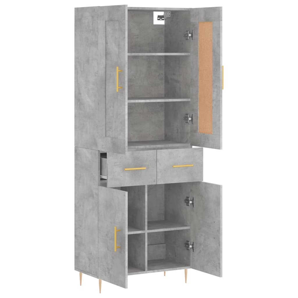 vidaXL Witrynka, szarość betonu 69,5x34x180 cm materiał drewnopochodny