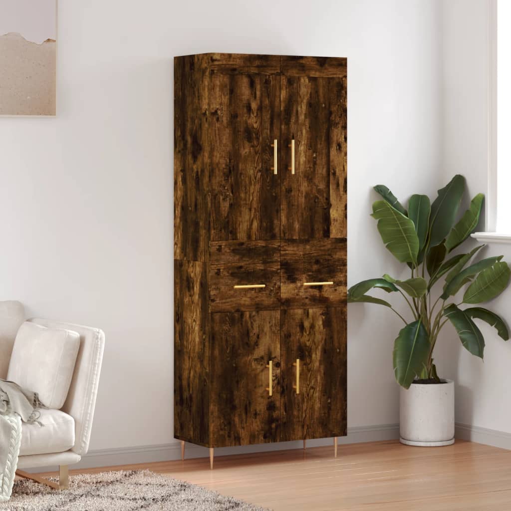 vidaXL Witrynka przydymiony dąb 69,5x34x180 cm materiał drewnopochodny