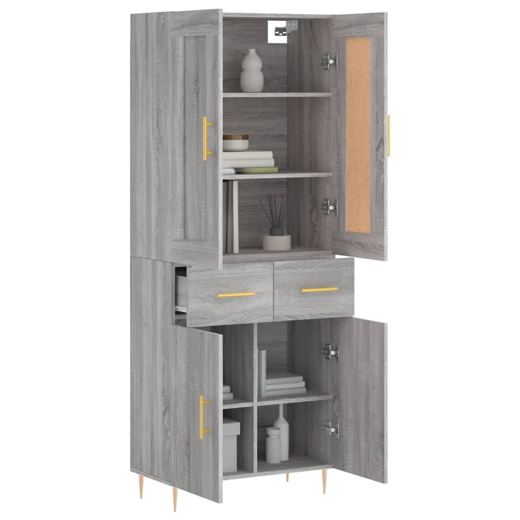 vidaXL Witrynka szary dąb sonoma 69,5x34x180cm materiał drewnopochodny
