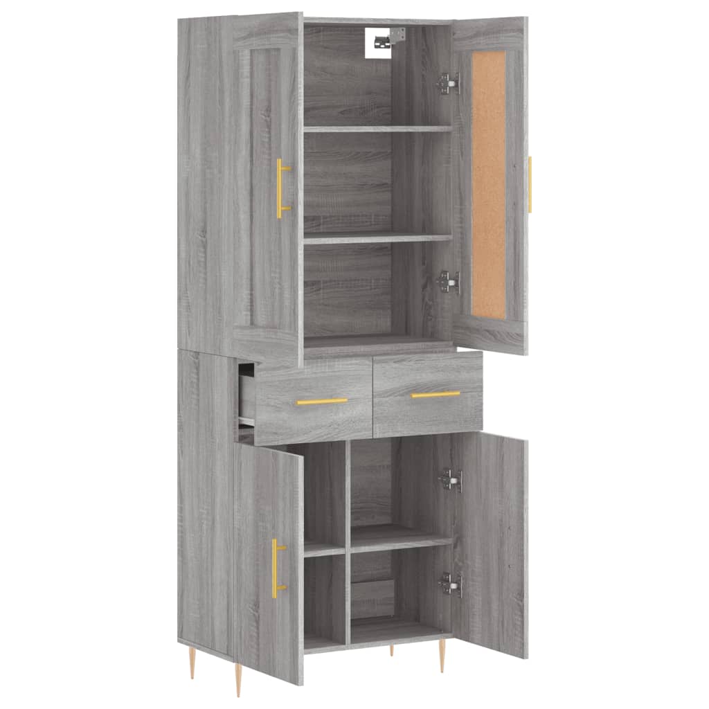vidaXL Witrynka szary dąb sonoma 69,5x34x180cm materiał drewnopochodny